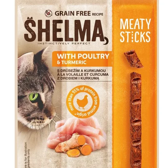 SHELMA MeatySticks Drób z kurkumą