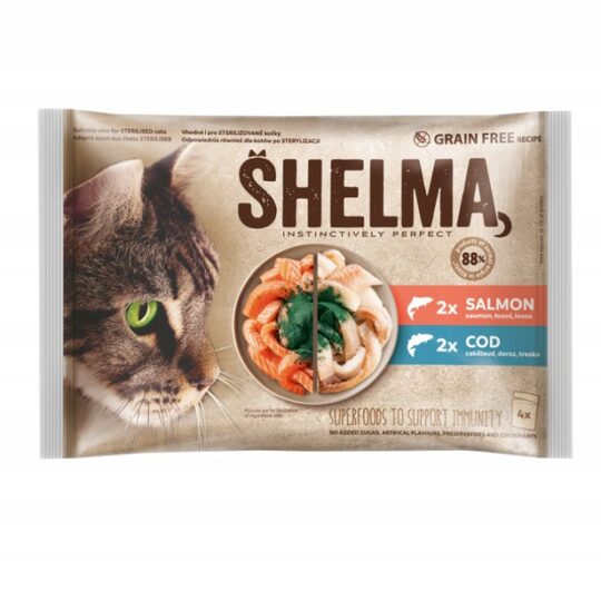 SHELMA 4-PACK Łosoś-Dorsz 4X85g